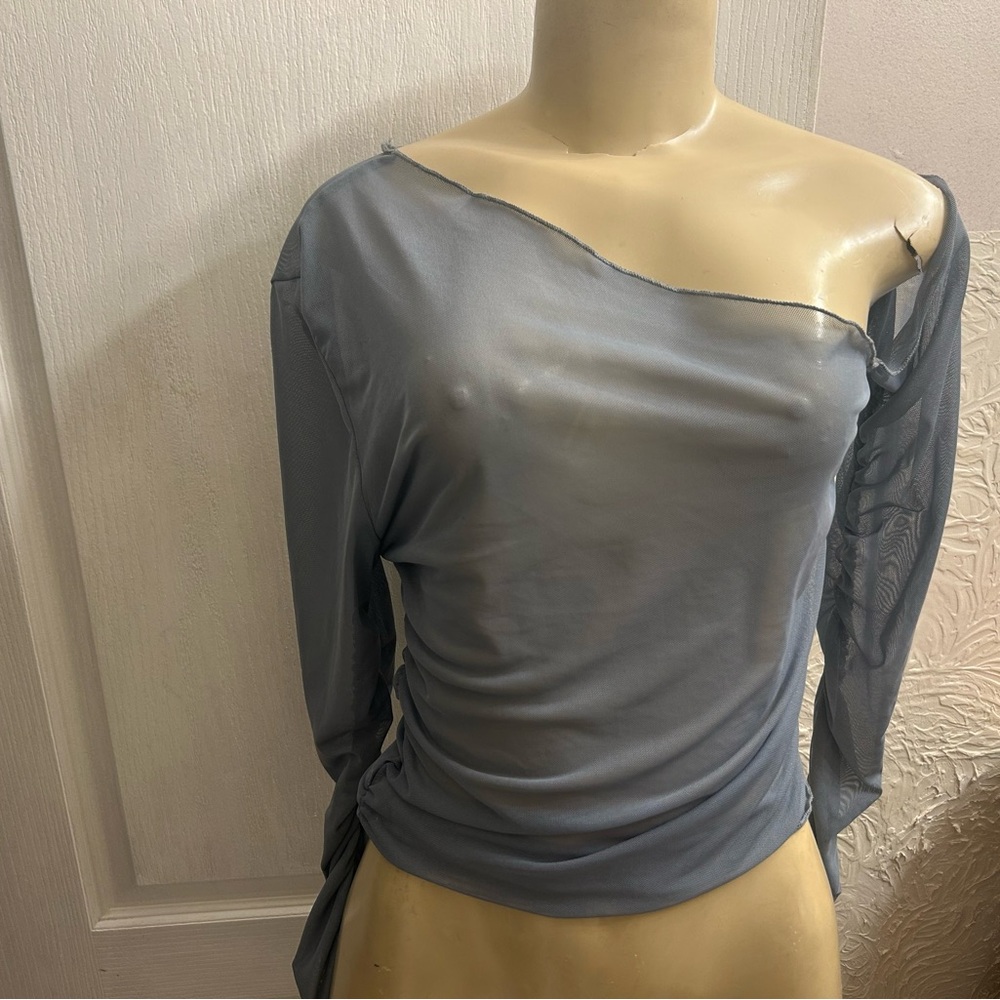 Elegant Asymmetrical Gray Women's Top